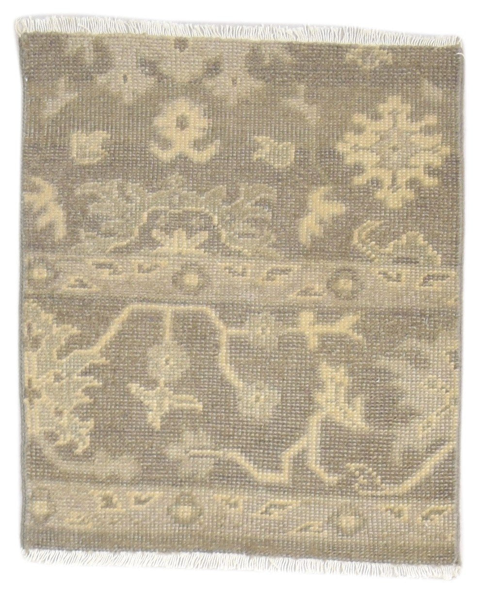 Hand Knotted Brown Wool Rug 2' X 2' Persian Oushak Oriental Small Carpet   7864122278037