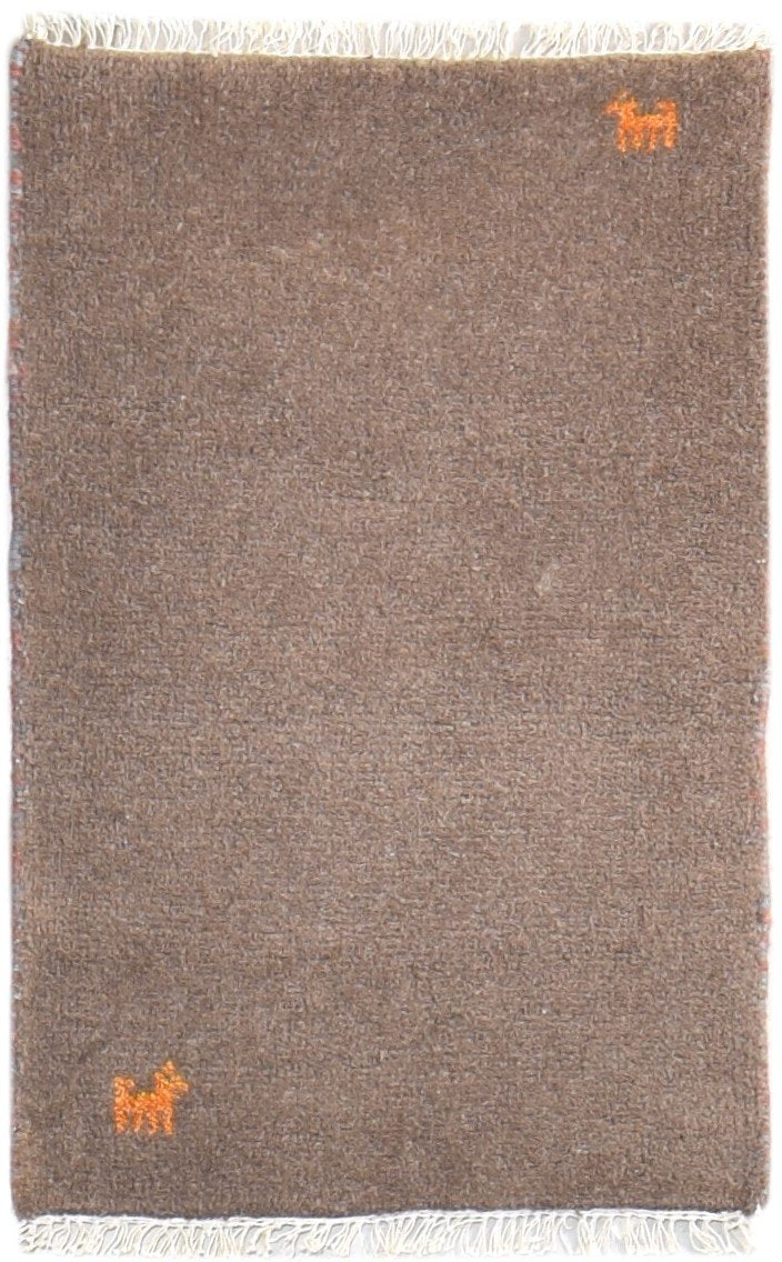 Hand Knotted Brown Wool Rug 2' X 3' Tribal Southwestern Solid Small Carpet   7865064554645