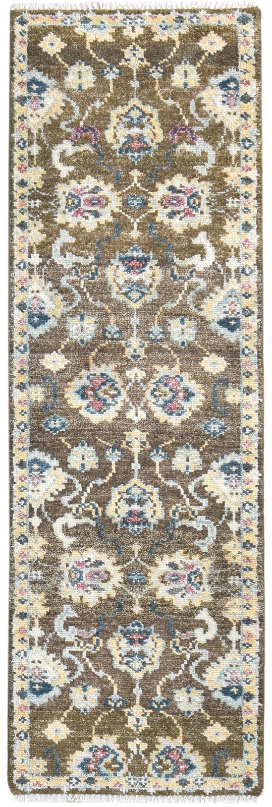 Hand Knotted Brown Wool Rug 3' X 8' Persian Oushak Oriental Small Runner   7865017368725