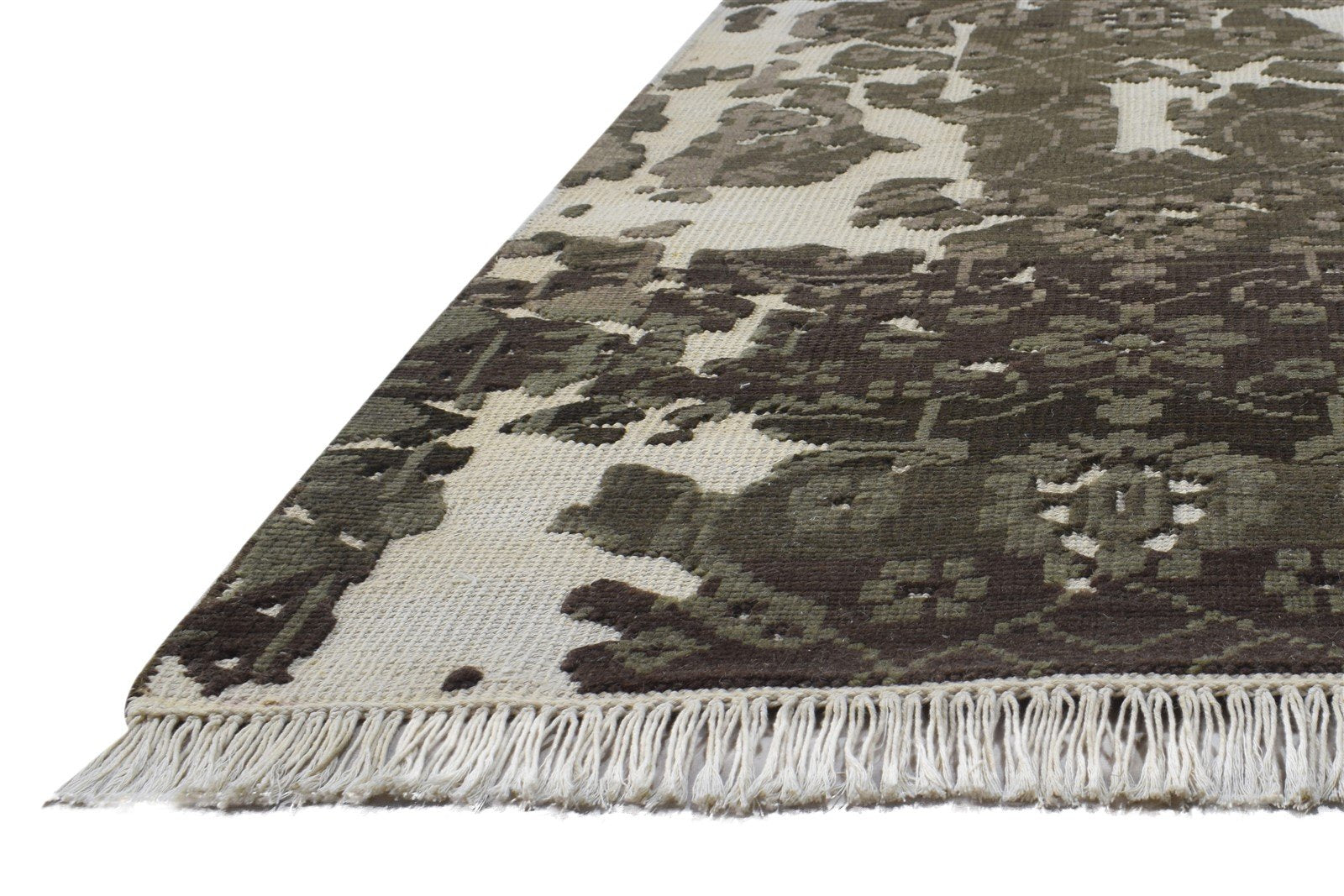 Hand Knotted Brown Wool Rug 5X8 Transitional Oriental Abstract Room Size Carpet   7864412209301