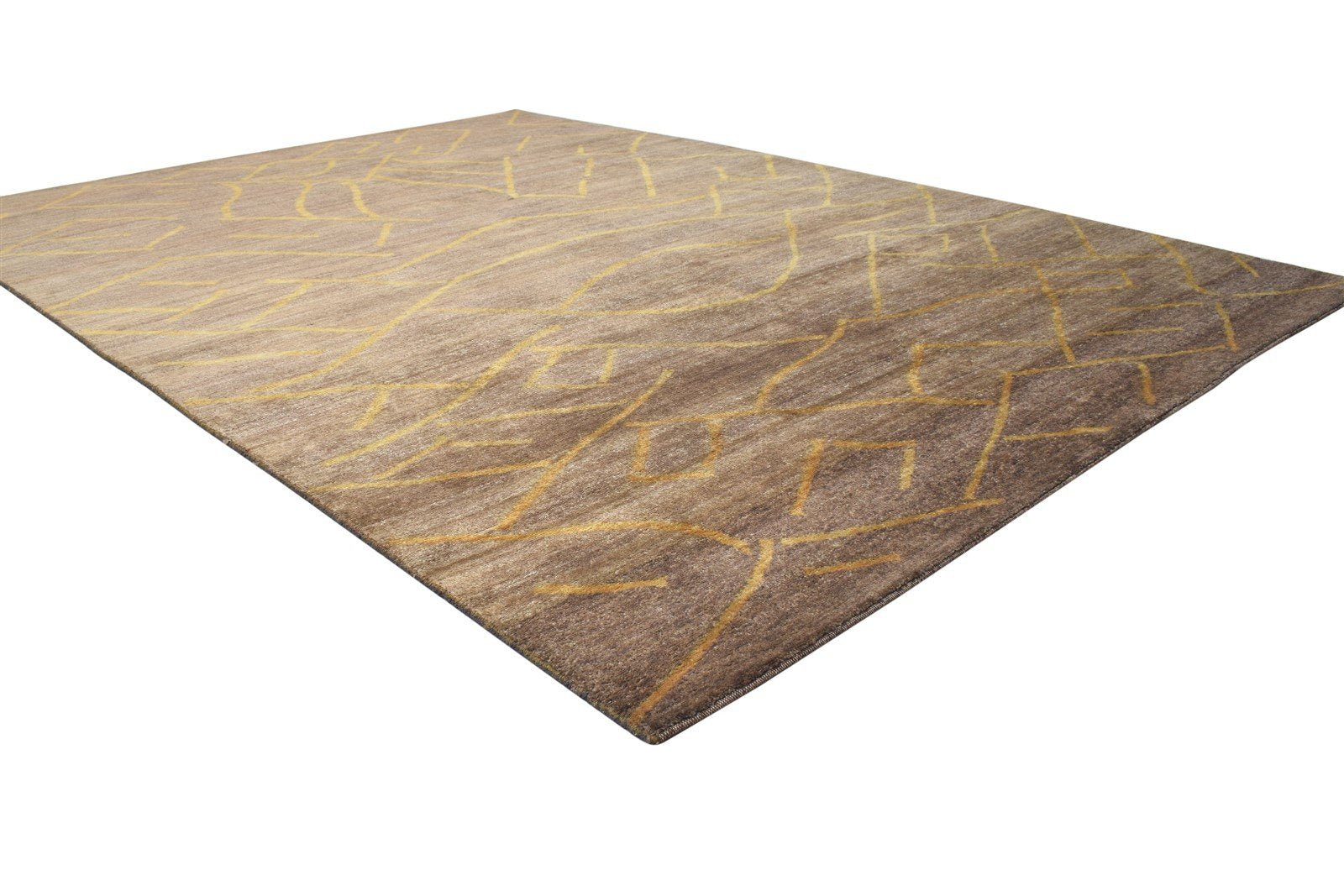 Aura Hand Knotted Brown Wool Rug 6' X 8' Modern American Abstract   7865206833301