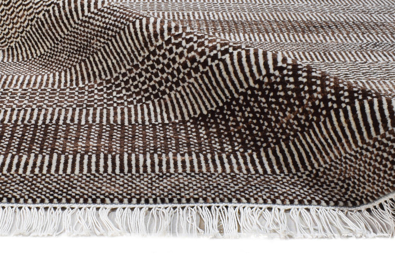 Hand Knotted Brown Wool Rug 8' X 10' Modern Agra Grass Trellis Large Carpet   7865147621525