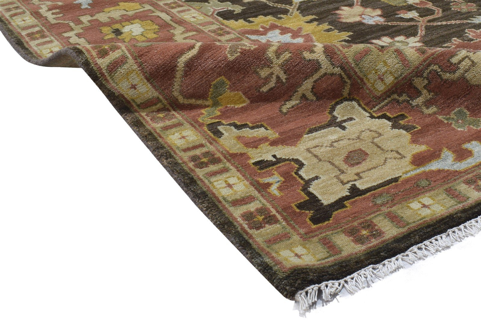 Hand Knotted Brown Wool Rug 8' X 11' Persian Oushak Oriental Large Carpet   7864182112405