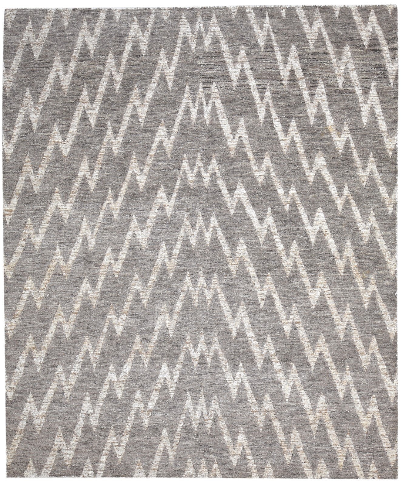Rosanna Hand Knotted Brown Wool Rug 8' X 13' Modern Scandinavian Chevron   7864909955221