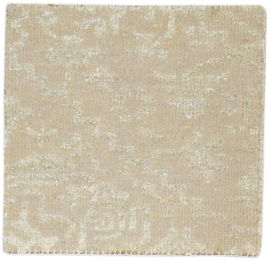 Hand Knotted Brown Wool / Silk Rug 2' X 2' Modern Moroccan Floral Small Carpet   7864131158165