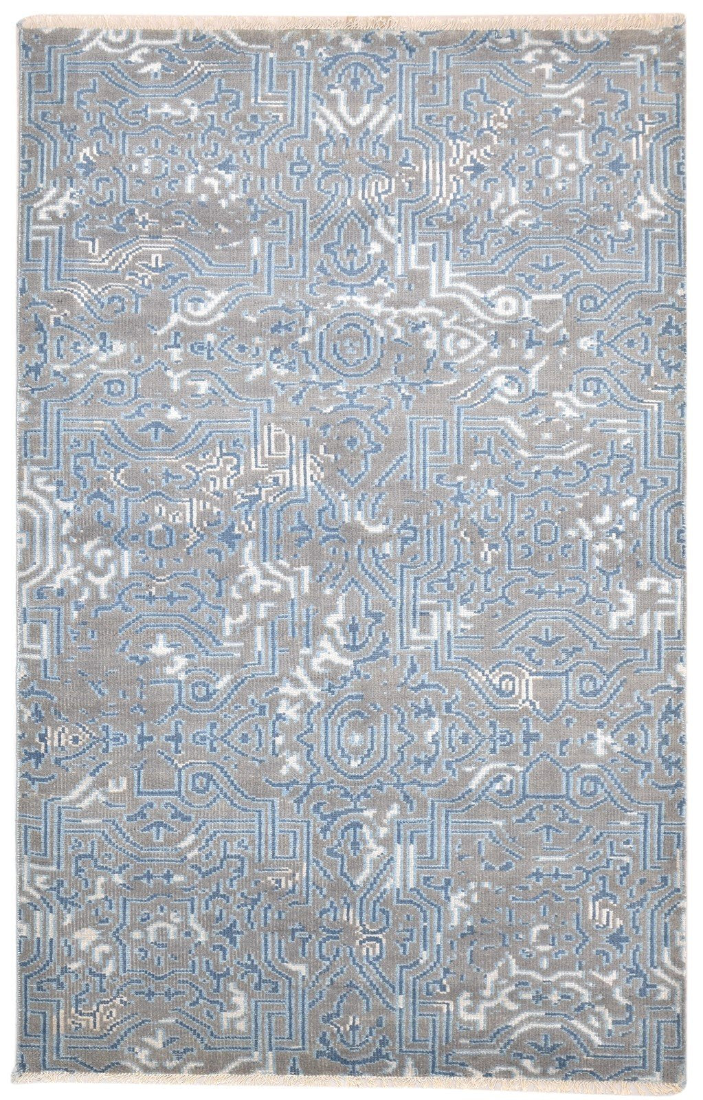 Hand Knotted Brown Wool / Silk Rug 5X8 Modern Indian Oriental Room Size Carpet   7864512544917