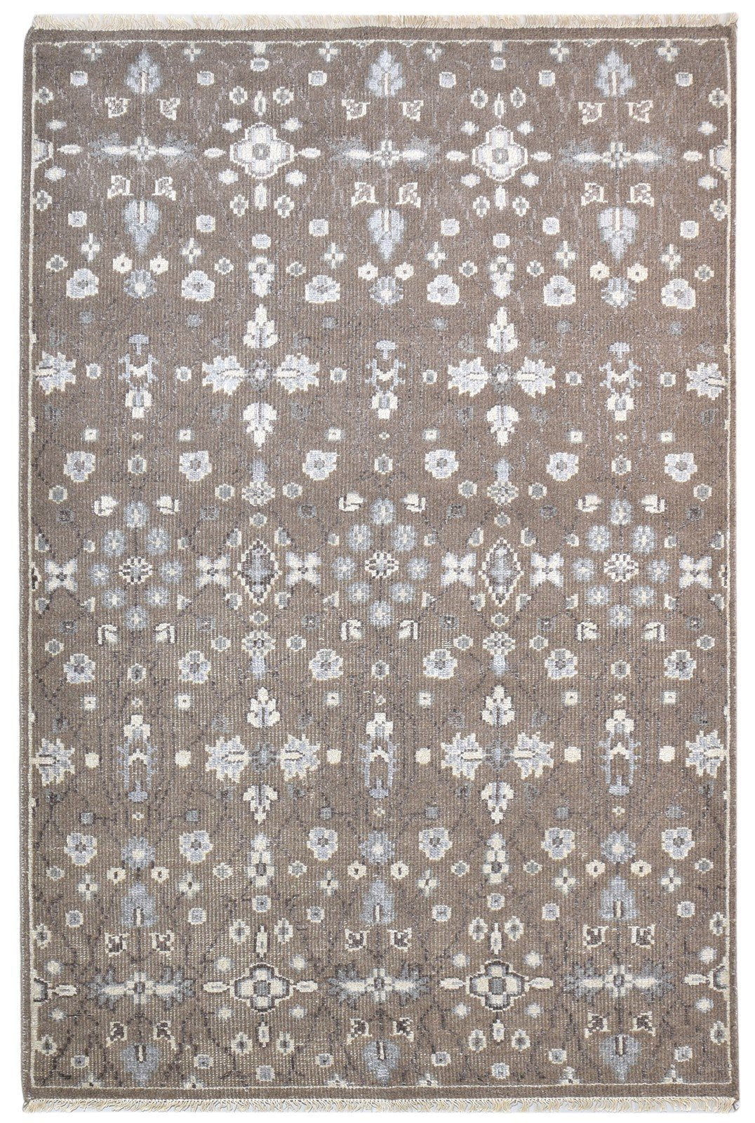 Hand Knotted Brown Wool / Silk Rug 5X8 Persian Oushak Floral Room Size Carpet   7864770887829