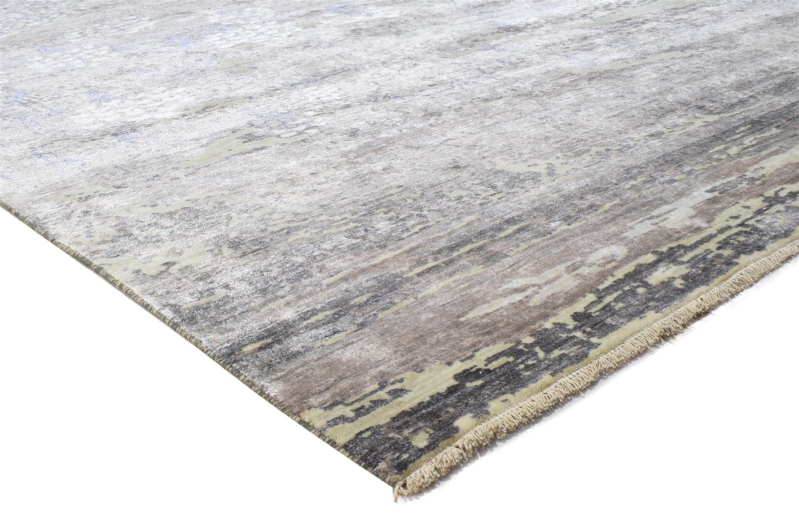 Hand Knotted Brown Wool / Silk Rug 8' X 10' Modern Indian Abstract Large Carpet   7864319377557