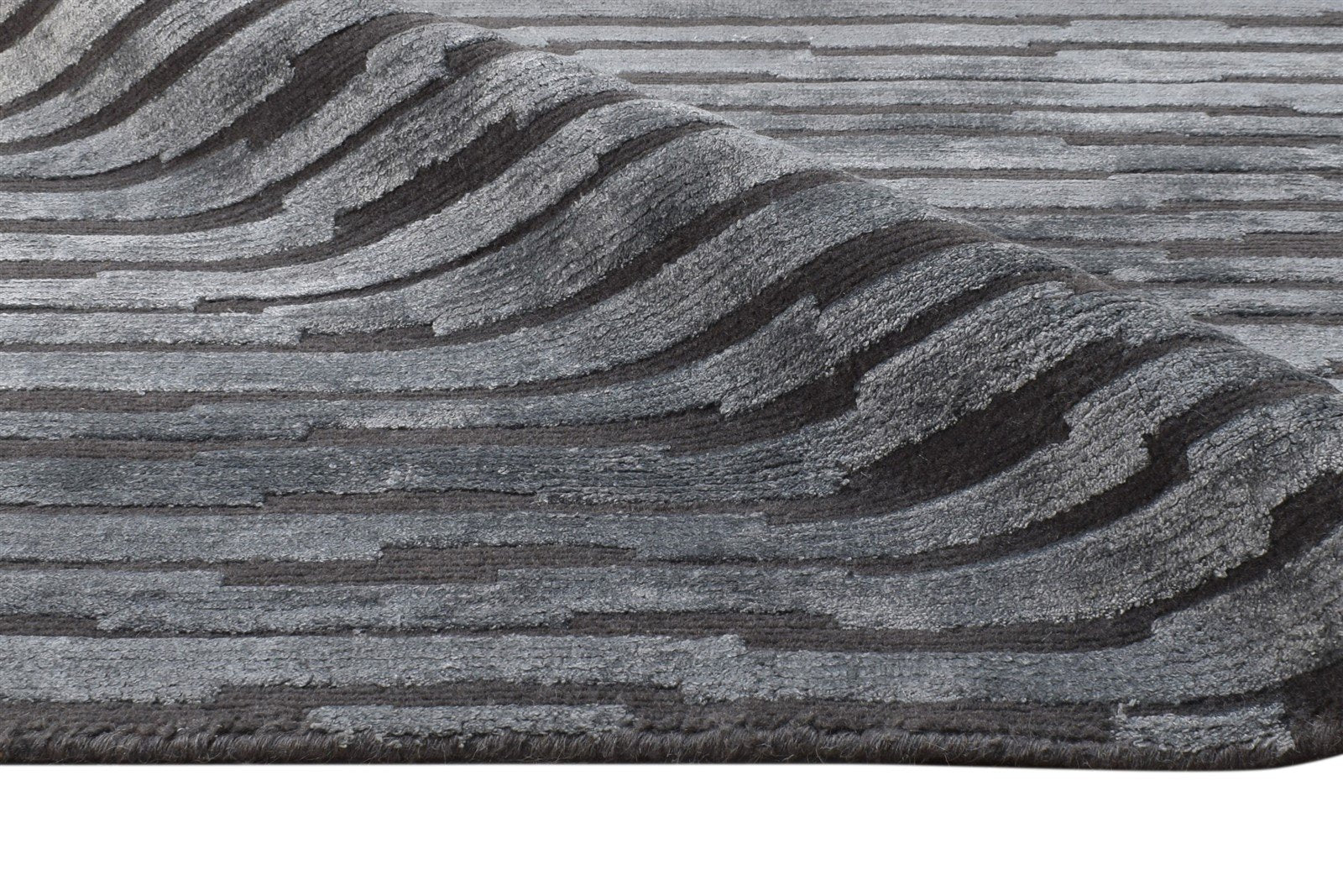 Hand Knotted Brown Wool / Silk Rug 8X10 Modern American Abstract Large Carpet   7865149522069