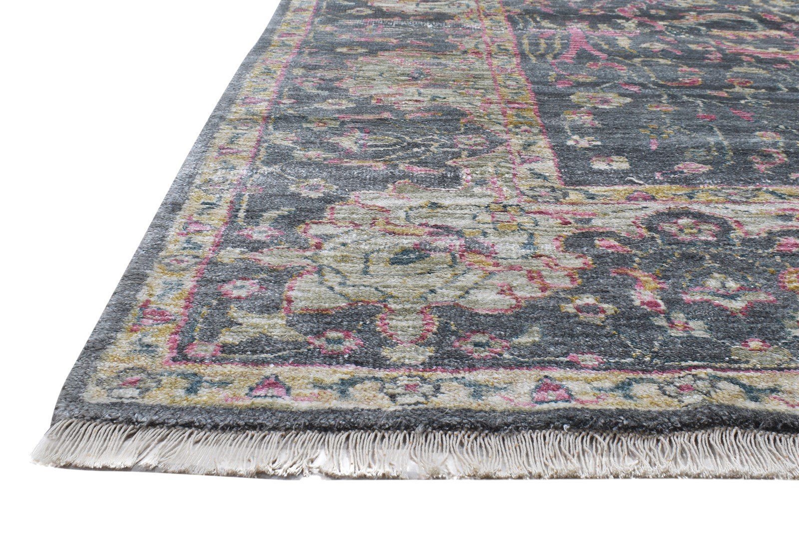 Hand Knotted Charcoal Silk Rug 8' X 10' Modern Bohemian Oriental Large Carpet   7864103239829