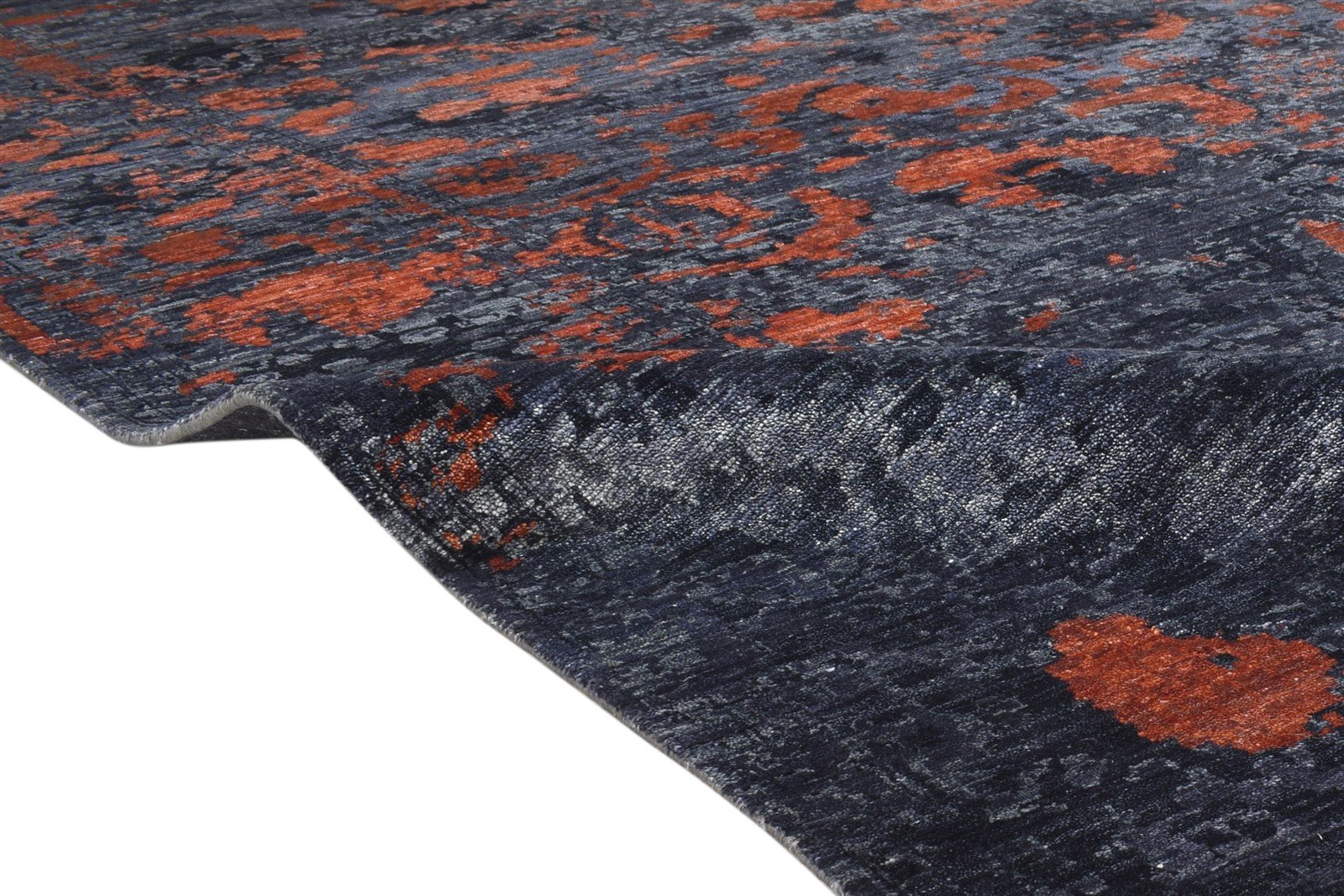 Hand Knotted Charcoal Silk Rug 9' X 12' Modern Indian Abstract Large Carpet   7864321409173