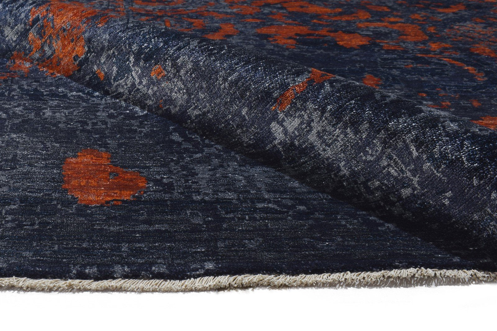 Hand Knotted Charcoal Silk Rug 9' X 12' Modern Indian Abstract Large Carpet   7864321638549