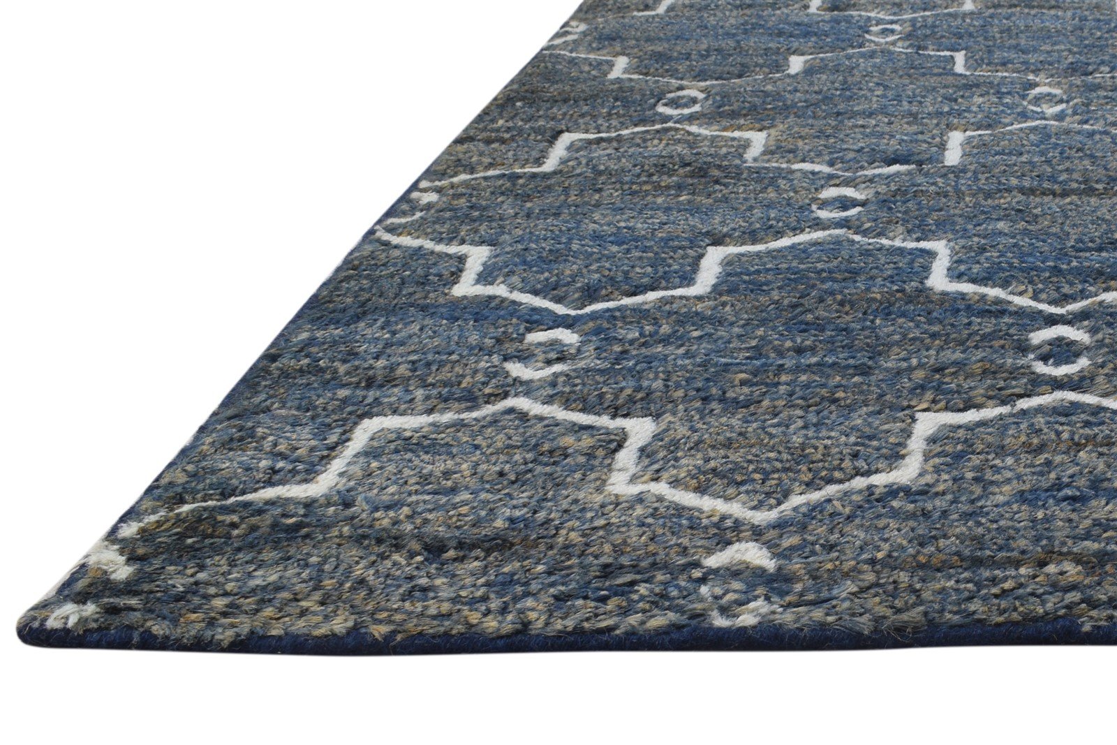 Hand Knotted Charcoal Wool / Jute Rug 8X10 Modern Moroccan Trellis Large Carpet   7864779505813