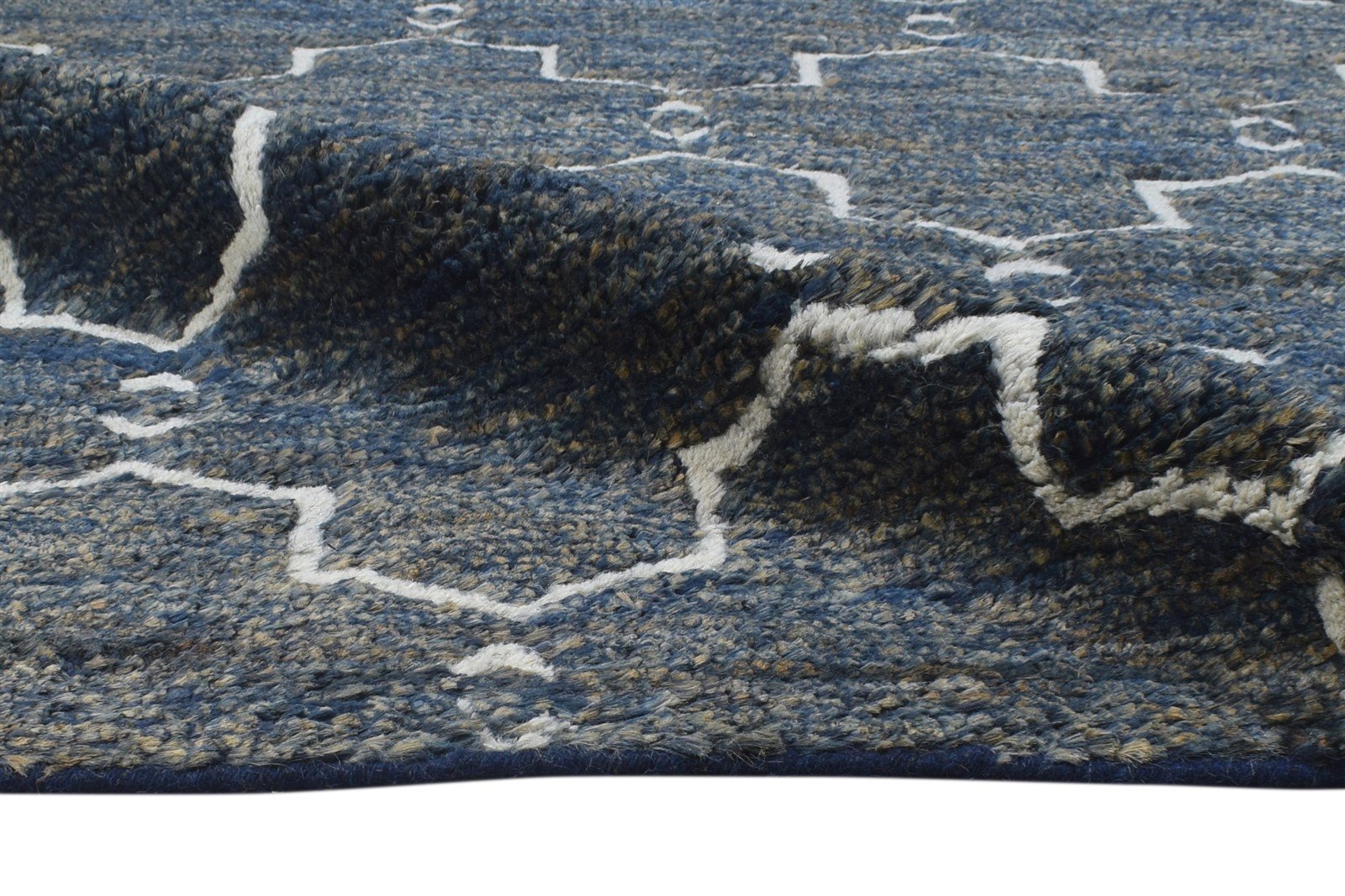Hand Knotted Charcoal Wool / Jute Rug 8X10 Modern Moroccan Trellis Large Carpet   7864779505813