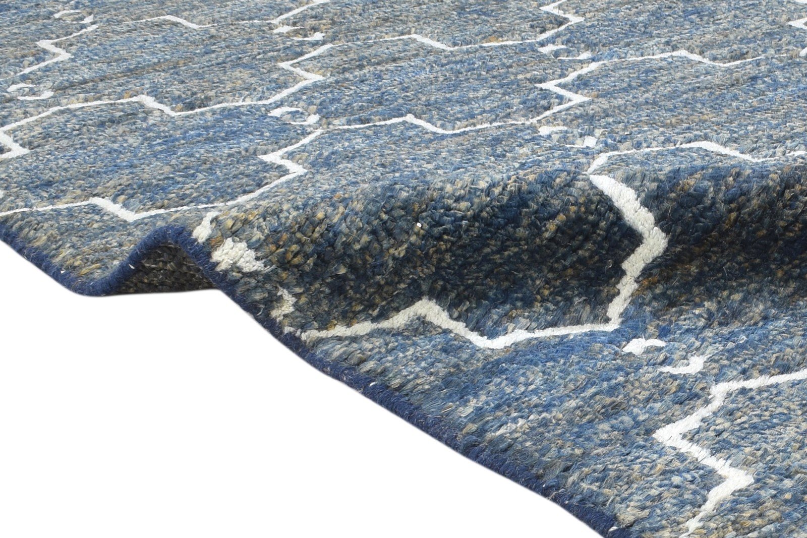 Hand Knotted Charcoal Wool / Jute Rug 8X10 Modern Moroccan Trellis Large Carpet   7864779505813