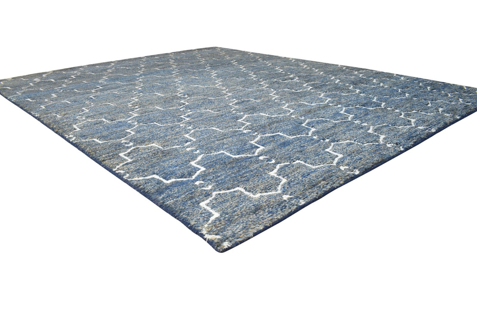 Hand Knotted Charcoal Wool / Jute Rug 8X10 Modern Moroccan Trellis Large Carpet   7864779505813
