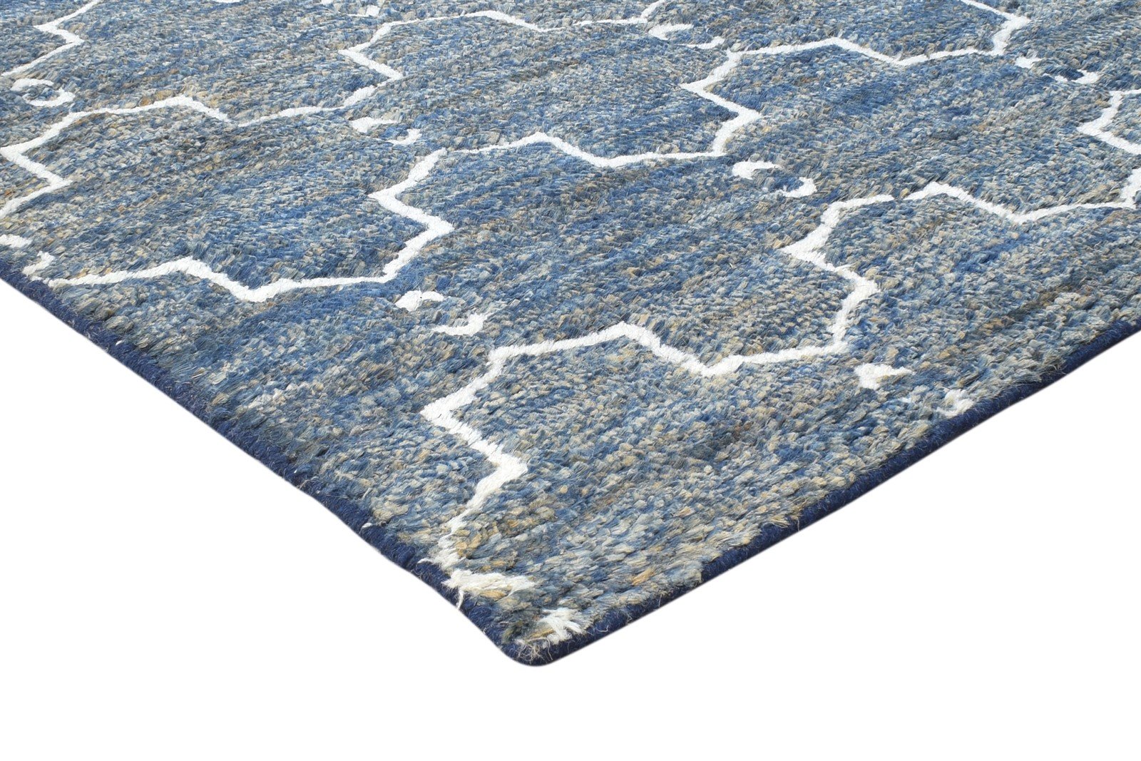 Hand Knotted Charcoal Wool / Jute Rug 8X10 Modern Moroccan Trellis Large Carpet   7864779505813