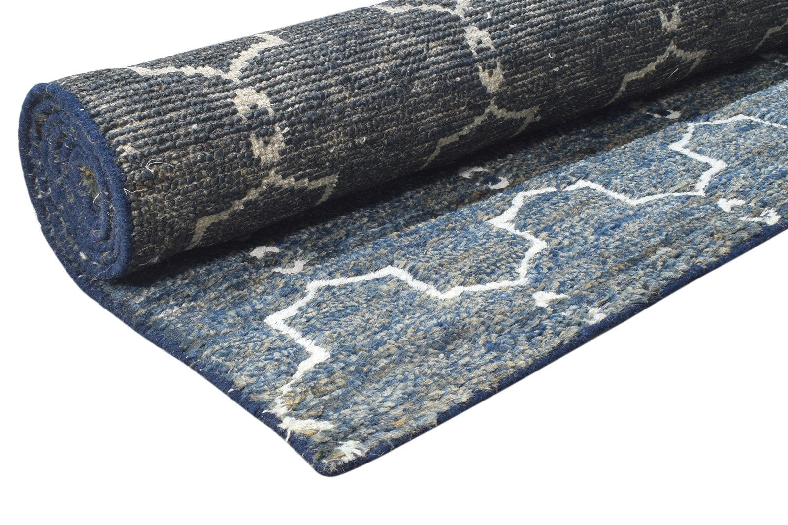 Hand Knotted Charcoal Wool / Jute Rug 8X10 Modern Moroccan Trellis Large Carpet   7864779505813