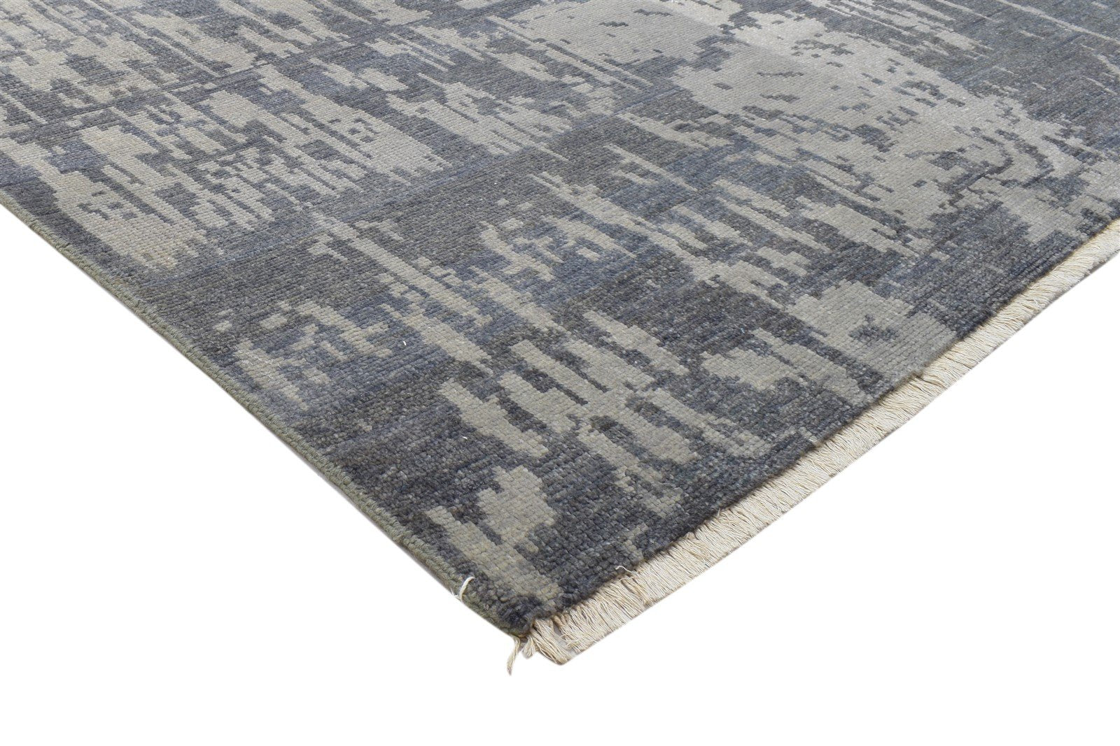Hand Knotted Charcoal Wool Rug 10X12 Modern Scandinavian Abstract Extra Large   7864104747157