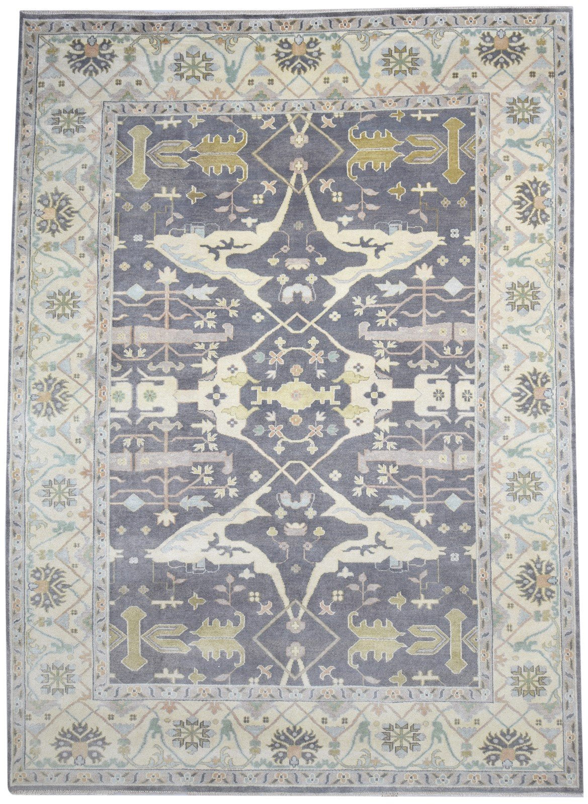 Hand Knotted Charcoal Wool Rug 10X14 Persian Oushak Oriental Extra Large Carpet   7864221237397
