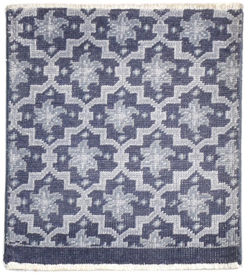 Hand Knotted Charcoal Wool Rug 2' X 2' Modern Oushak Trellis Small Carpet   7864929681557