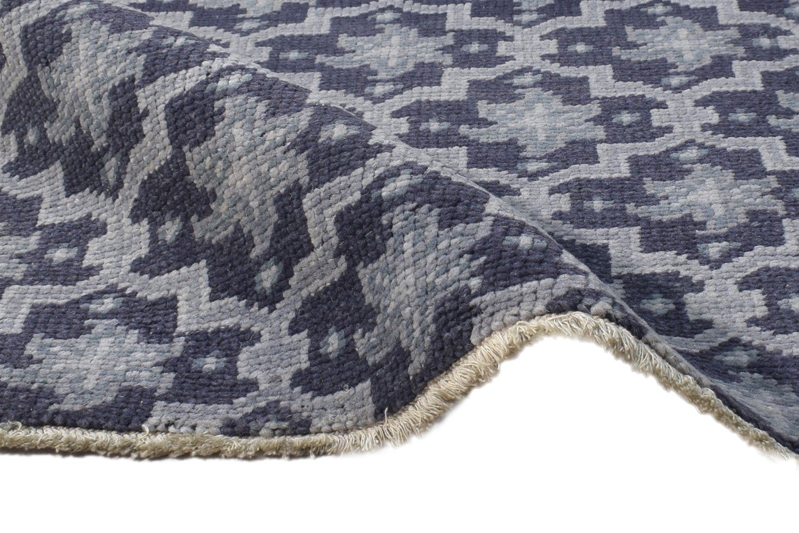 Hand Knotted Charcoal Wool Rug 2' X 2' Modern Oushak Trellis Small Carpet   7864929681557