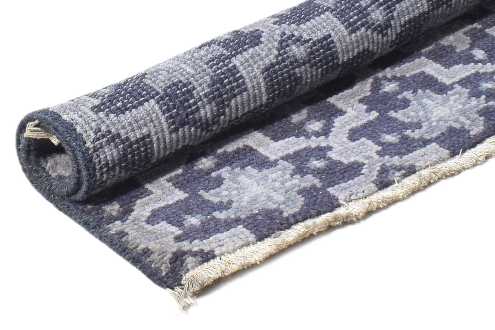 Hand Knotted Charcoal Wool Rug 2' X 2' Modern Oushak Trellis Small Carpet   7864929681557