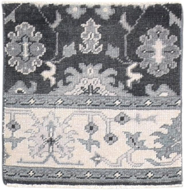 Hand Knotted Charcoal Wool Rug 2' X 2' Persian Oushak Oriental Small Carpet   7865151193237