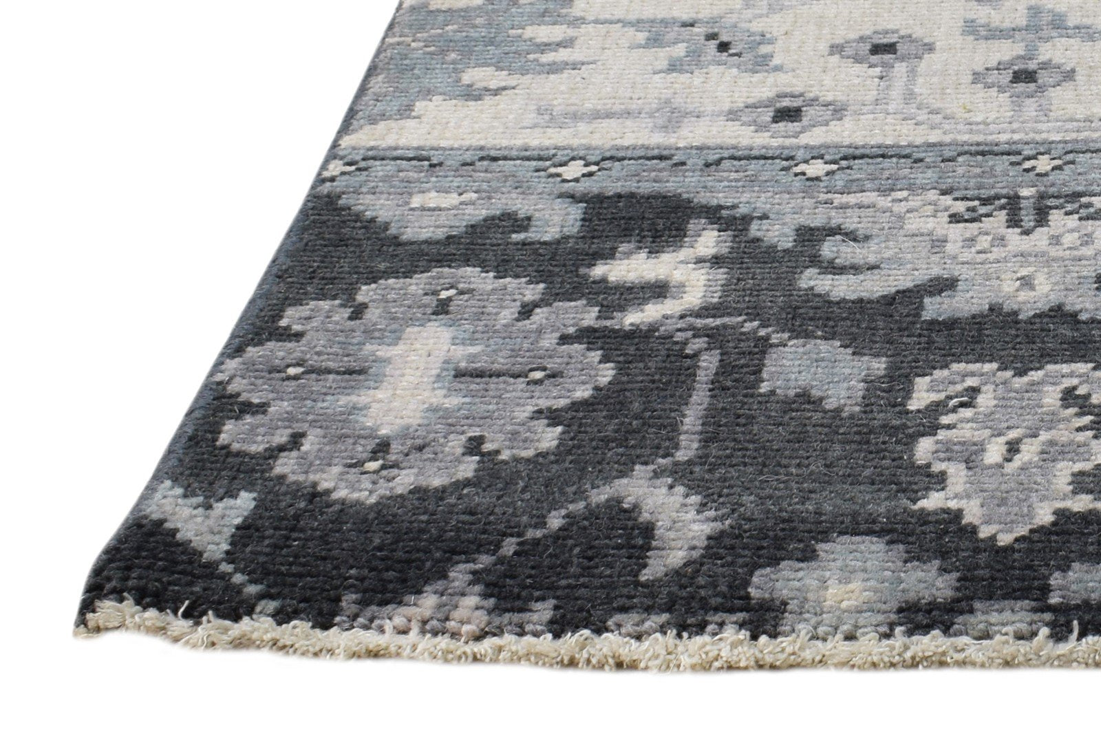 Hand Knotted Charcoal Wool Rug 2' X 2' Persian Oushak Oriental Small Carpet   7865151193237