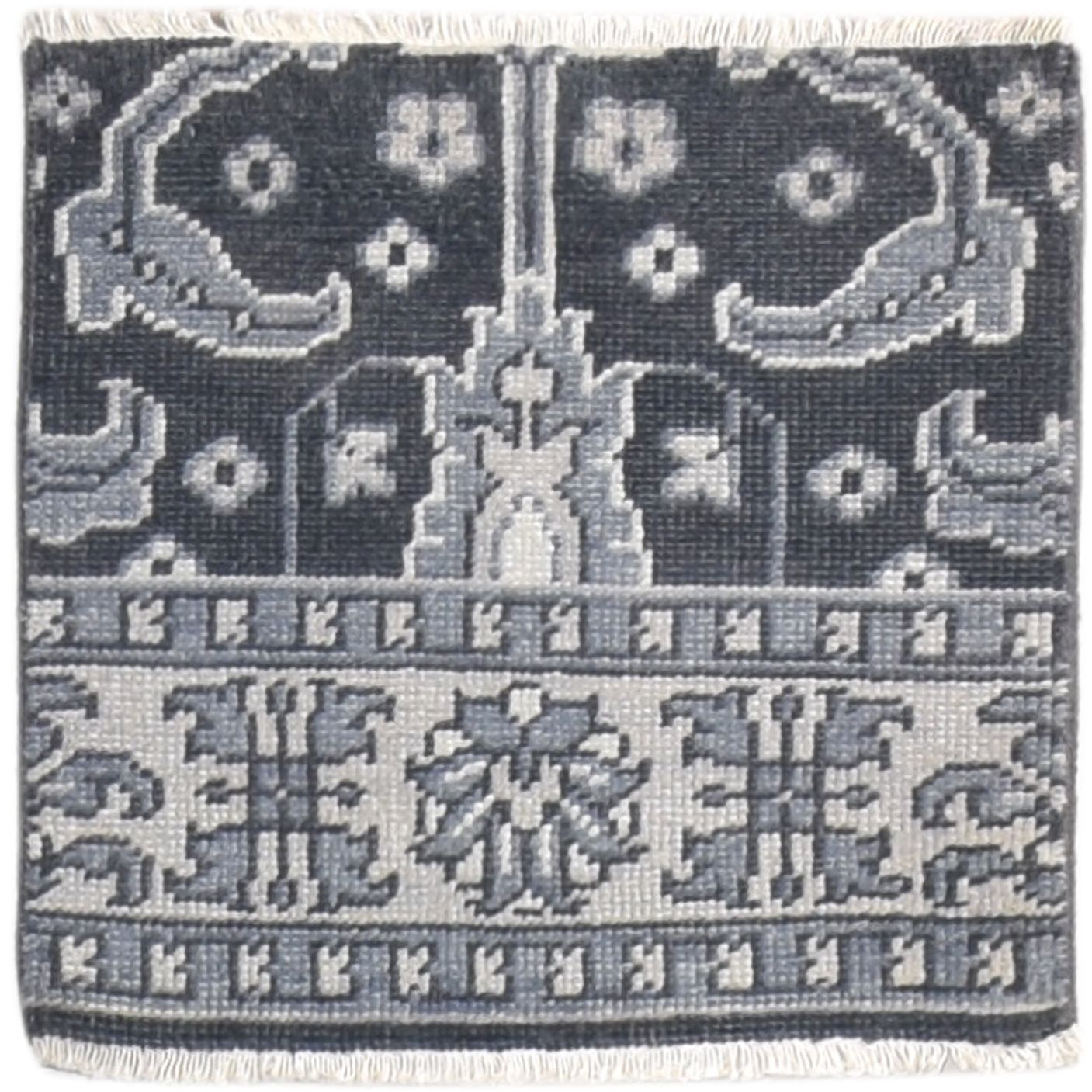 Hand Knotted Charcoal Wool Rug 2' X 2' Persian Oushak Oriental Small Carpet   7865151848597
