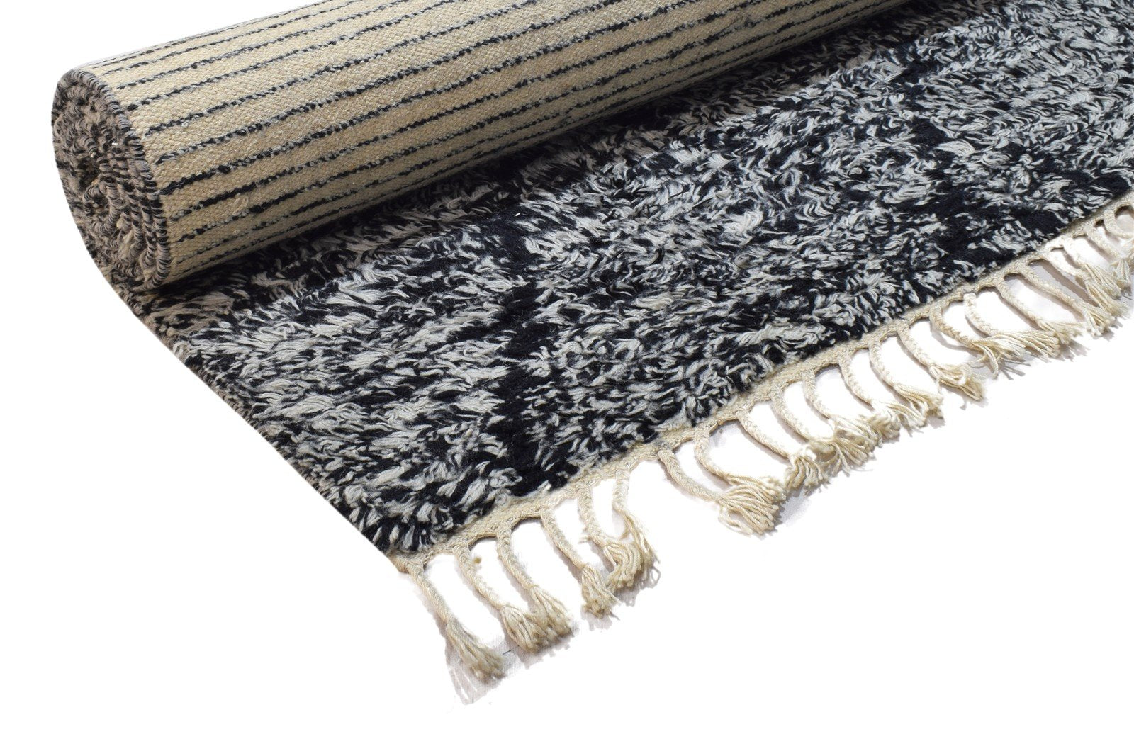 Hand Knotted Charcoal Wool Rug 5' X 8' Modern Moroccan Abstract Room Size Carpet   7864313249941