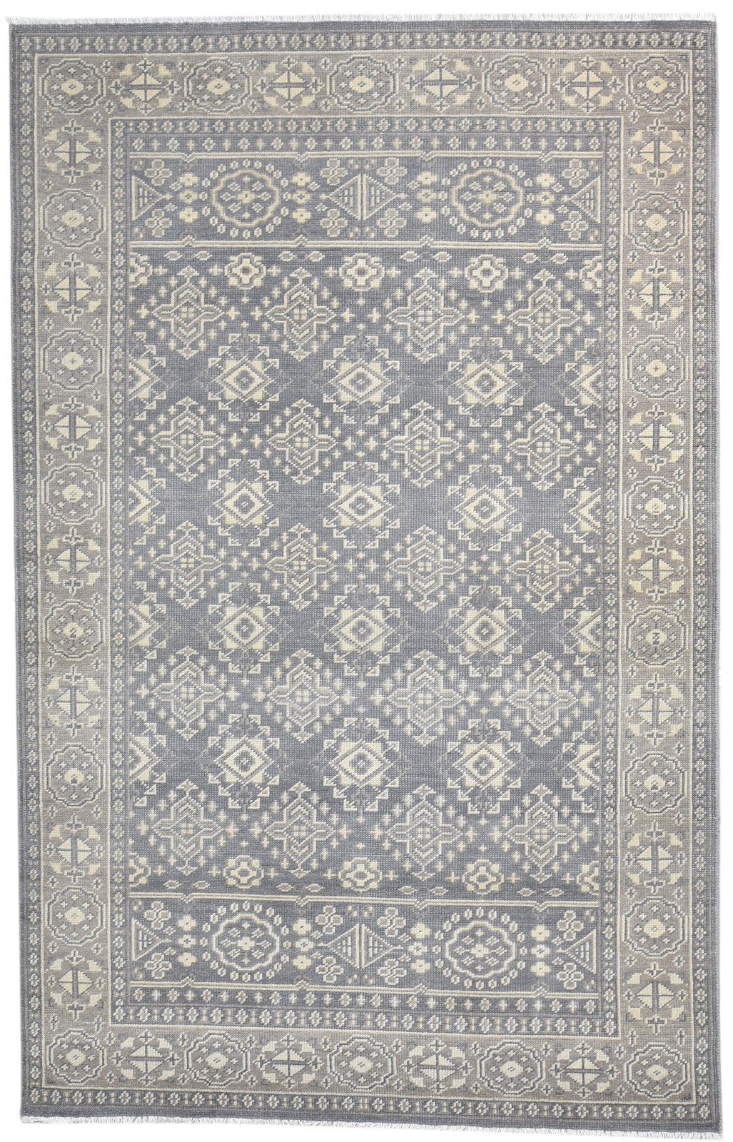 Hand Knotted Charcoal Wool Rug 5' X 9' Persian Bokhara Oriental Room Size Carpet   7865124290709