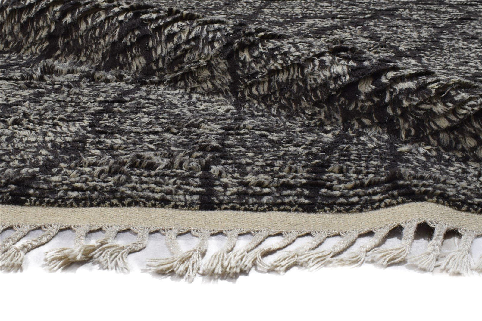 Hand Knotted Charcoal Wool Rug 6' X 8' Modern Moroccan Abstract Room Size Carpet   7864312070293
