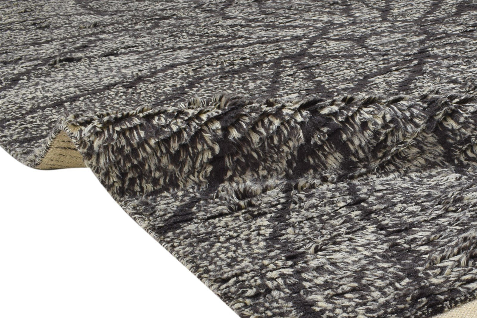 Hand Knotted Charcoal Wool Rug 6' X 8' Modern Moroccan Abstract Room Size Carpet   7864312070293