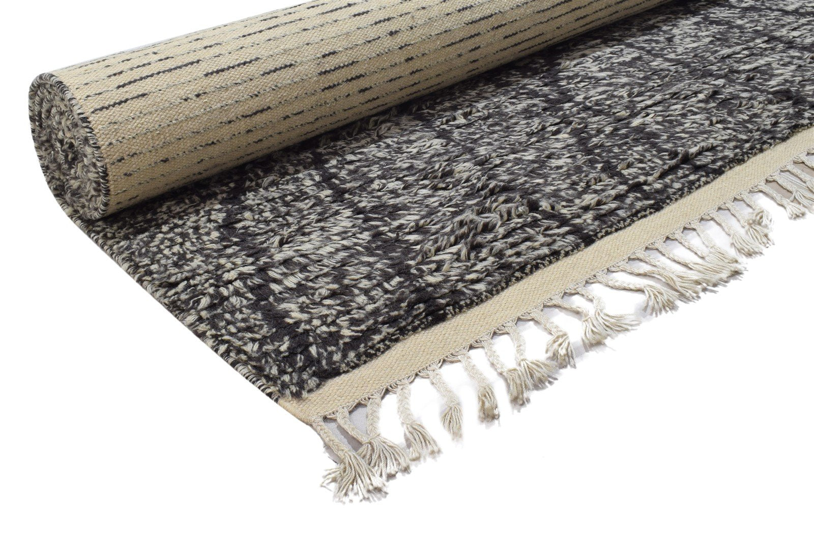 Hand Knotted Charcoal Wool Rug 6' X 8' Modern Moroccan Abstract Room Size Carpet   7864312070293