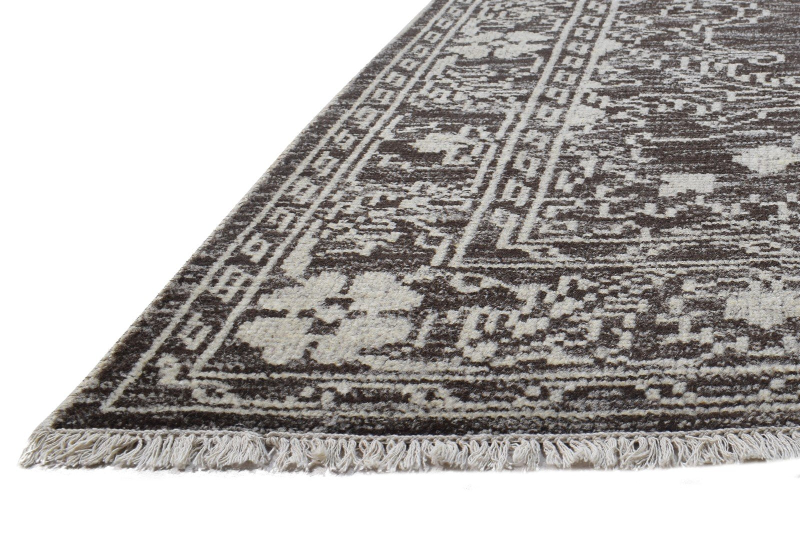 Hand Knotted Charcoal Wool Rug 6' X 8' Persian Mughal Medallion Room Size Carpet   7864899666069