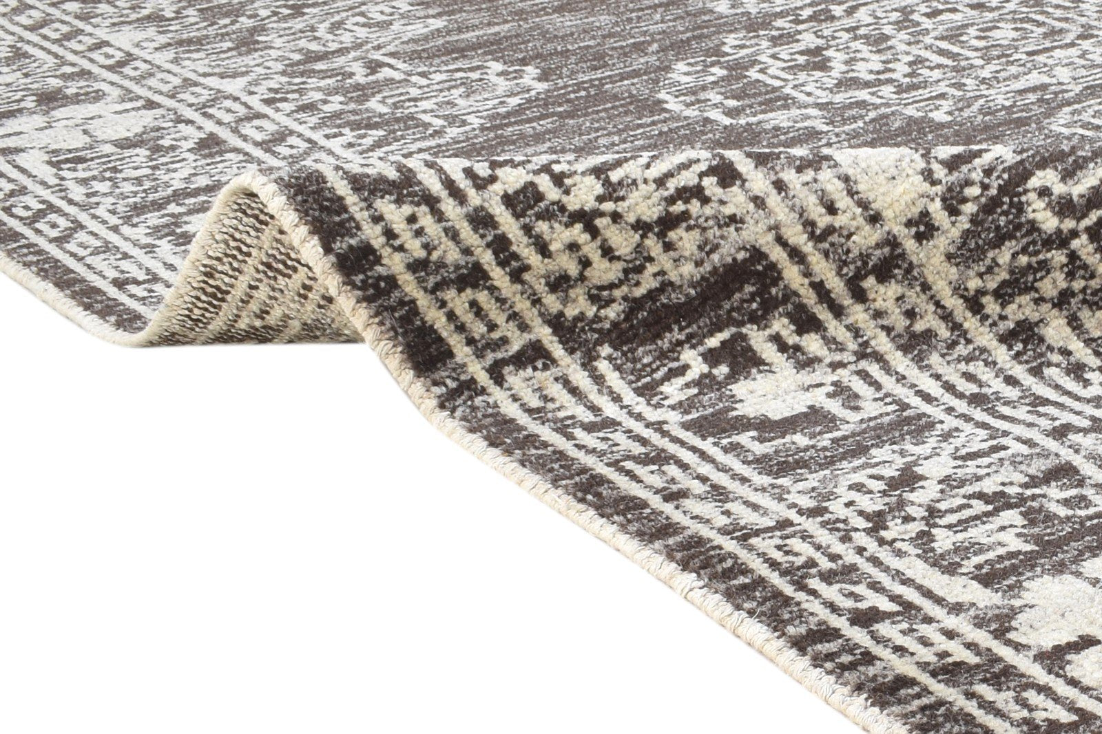 Hand Knotted Charcoal Wool Rug 6' X 8' Persian Mughal Medallion Room Size Carpet   7864899666069