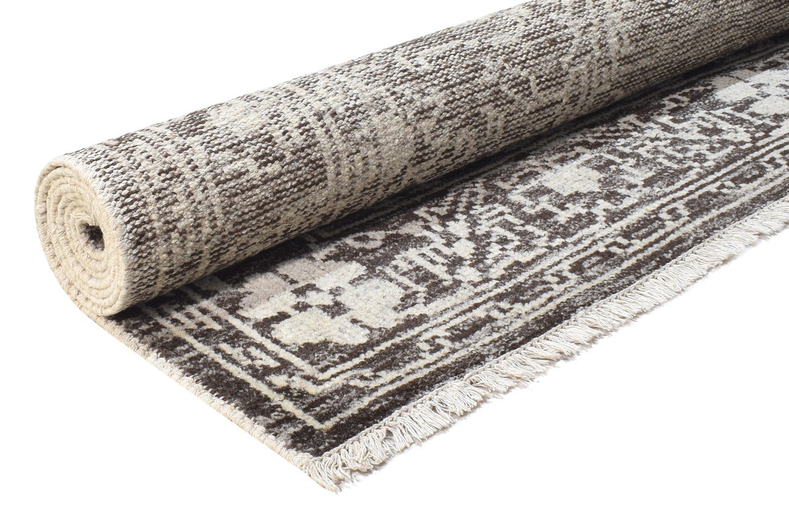 Hand Knotted Charcoal Wool Rug 6' X 8' Persian Mughal Medallion Room Size Carpet   7864899666069