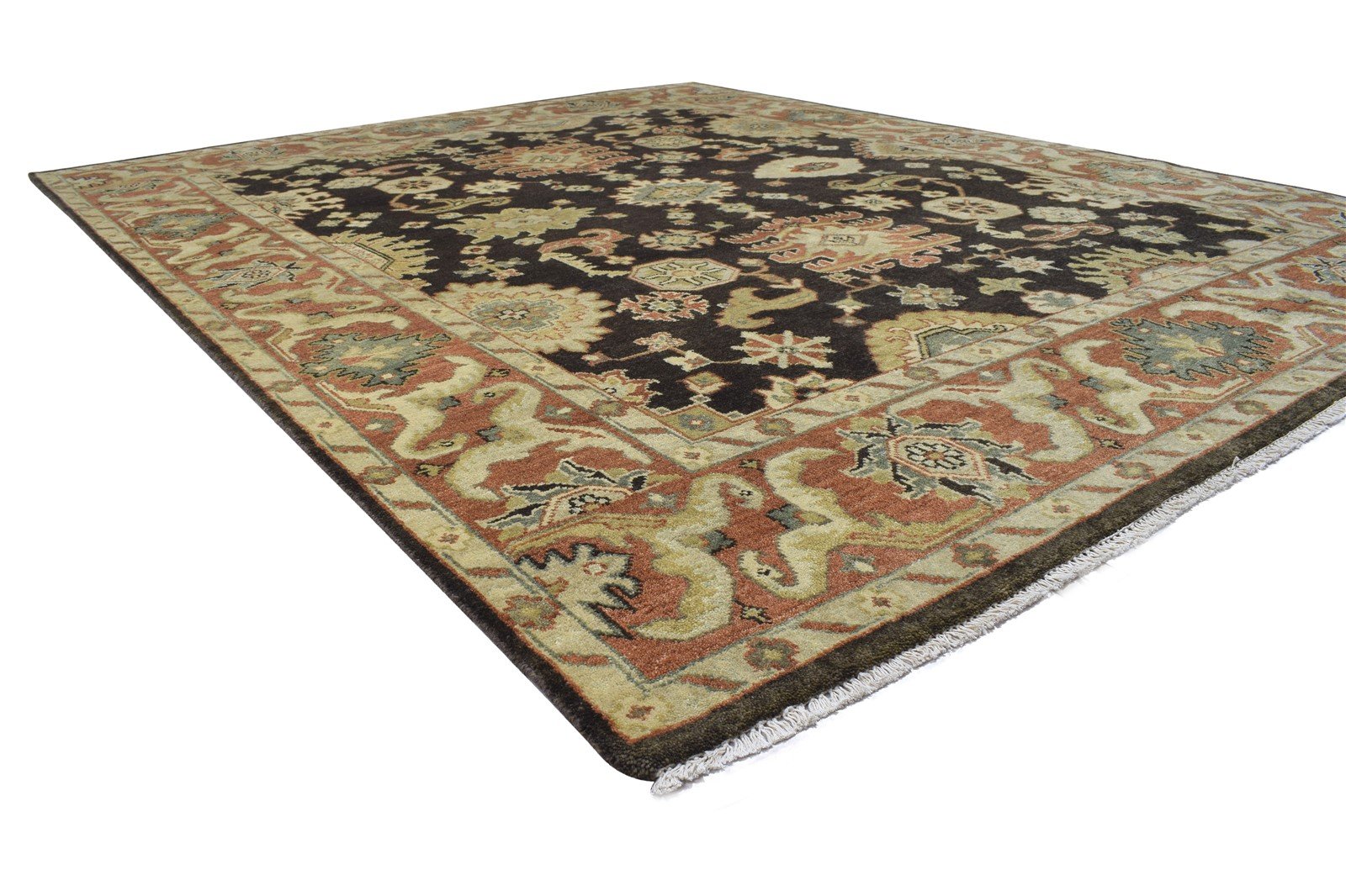 Hand Knotted Charcoal Wool Rug 8' X 10' Persian Oushak Oriental Large Carpet   7864182997141