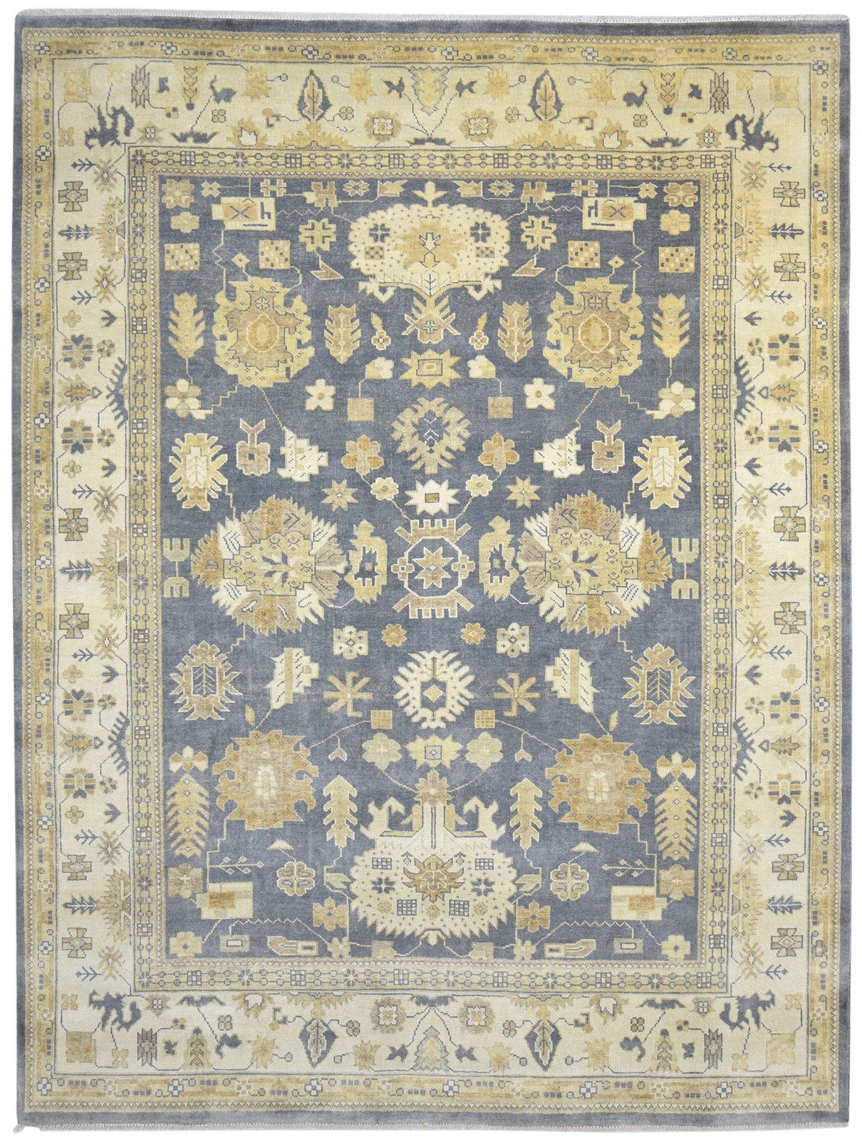 Hand Knotted Charcoal Wool Rug 9X12 Persian Oushak Oriental Extra Large Carpet   7864186175637