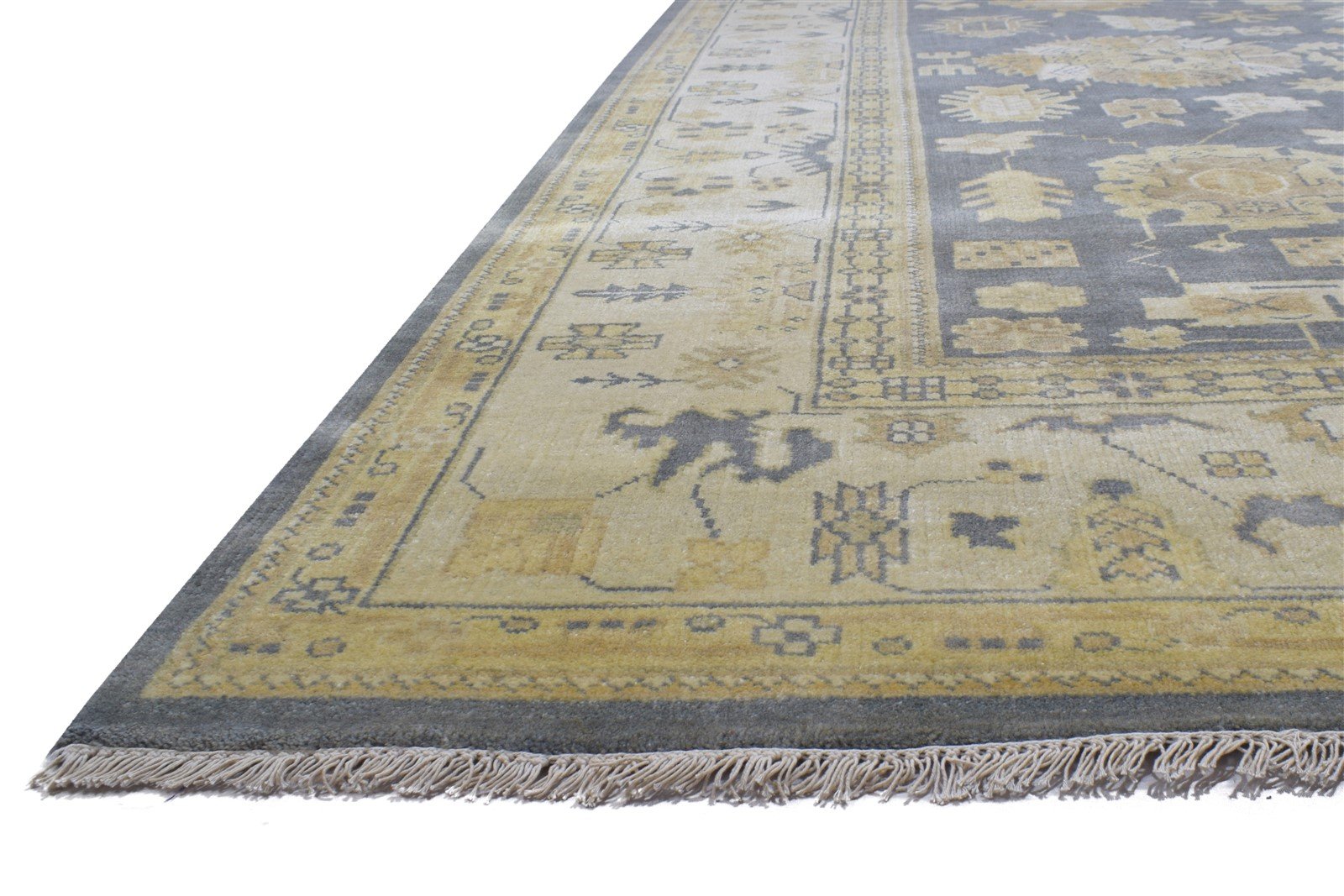 Hand Knotted Charcoal Wool Rug 9X12 Persian Oushak Oriental Extra Large Carpet   7864186175637