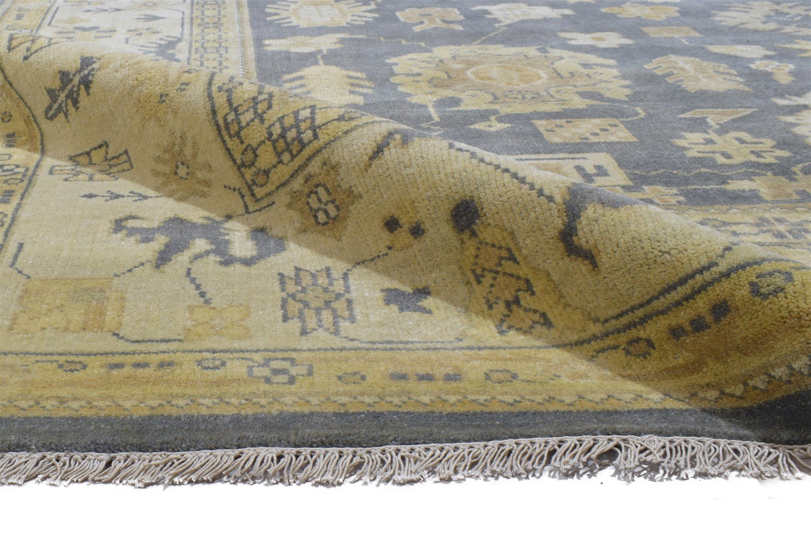 Hand Knotted Charcoal Wool Rug 9X12 Persian Oushak Oriental Extra Large Carpet   7864186175637