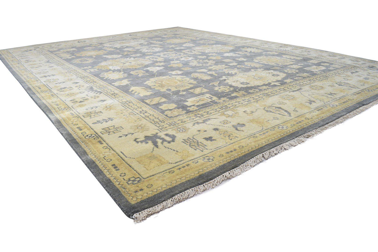 Hand Knotted Charcoal Wool Rug 9X12 Persian Oushak Oriental Extra Large Carpet   7864186175637