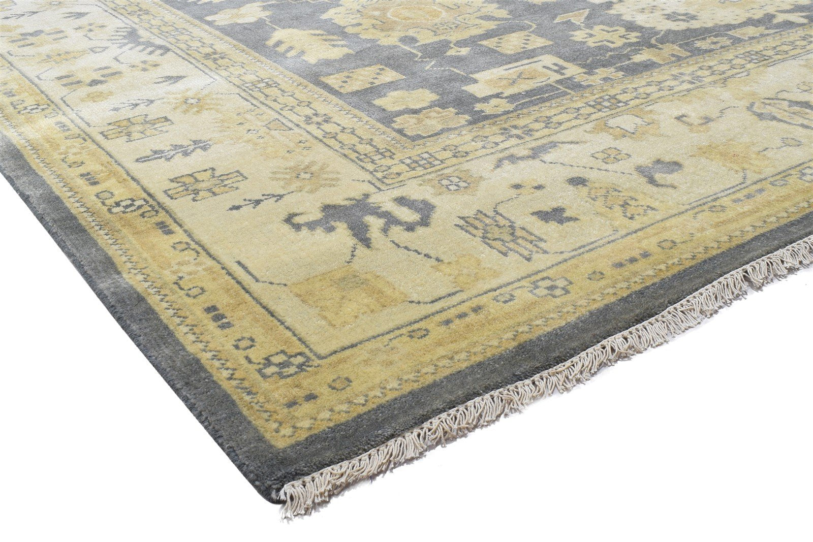 Hand Knotted Charcoal Wool Rug 9X12 Persian Oushak Oriental Extra Large Carpet   7864186175637