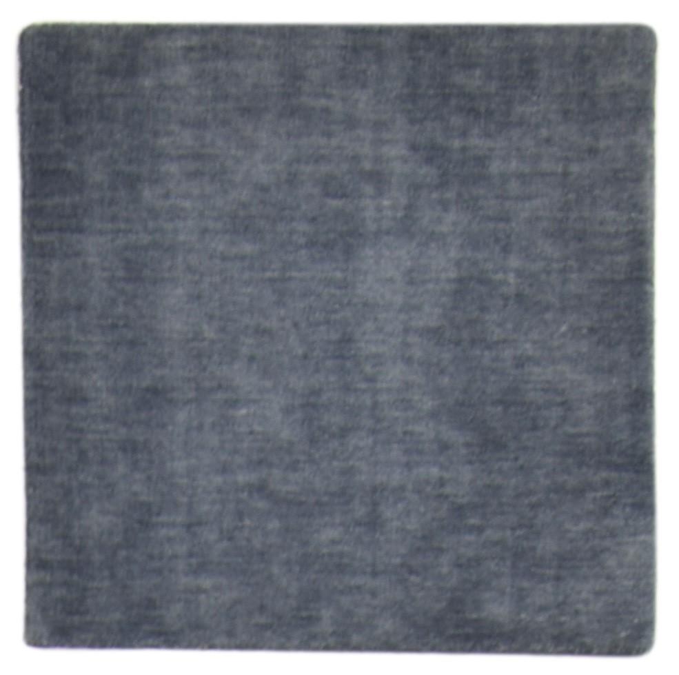 Hand Knotted Charcoal Wool / Silk Rug 2X2 Modern Scandinavian Solid Small   7864131879061