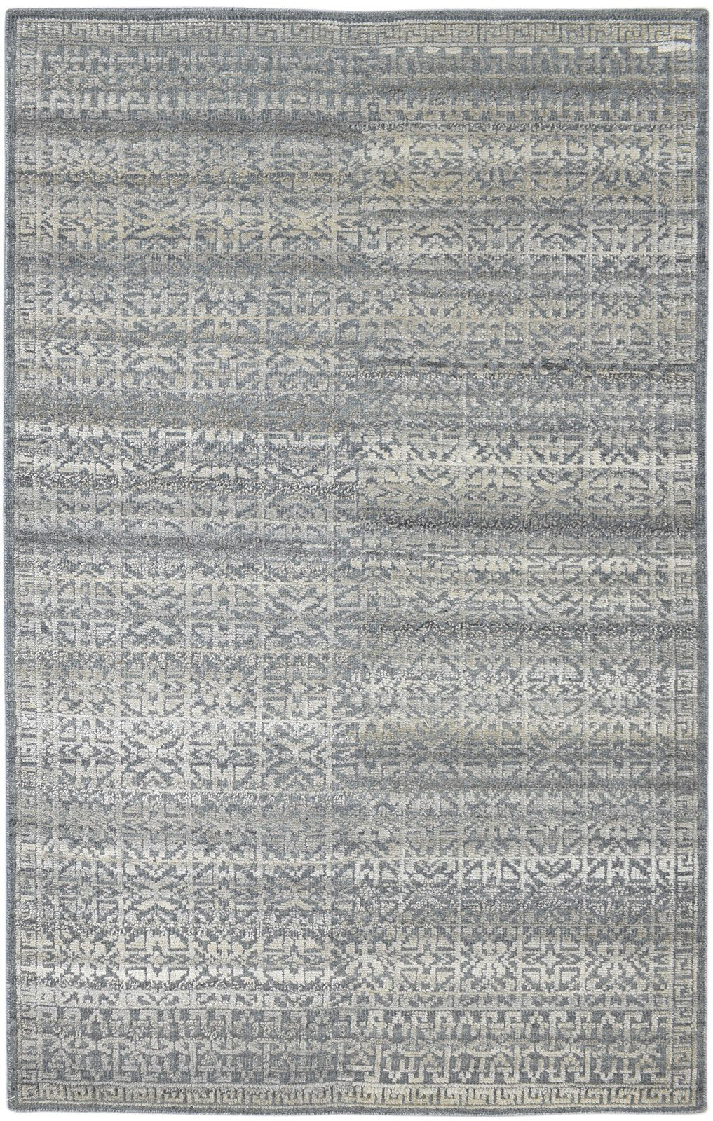 Hand Knotted Charcoal Wool Silk Rug 5X8 Modern Scandinavian Floral Room Size   7860678492309