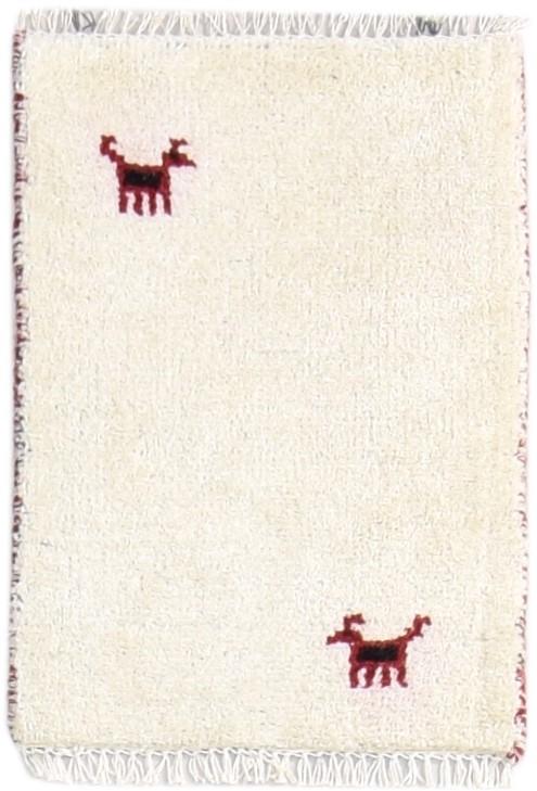 Hand Knotted Cream Wool Rug 1' X 2' Southwestern Gabbeh Tribal Small Carpet   7865098731669