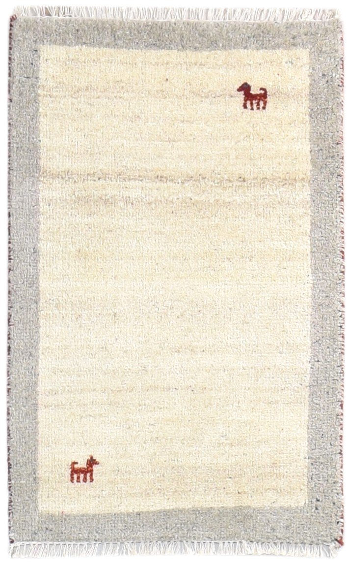 Hand Knotted Cream Wool Rug 2' X 3' Modern Scandinavian Bordered Small Carpet   7865063702677