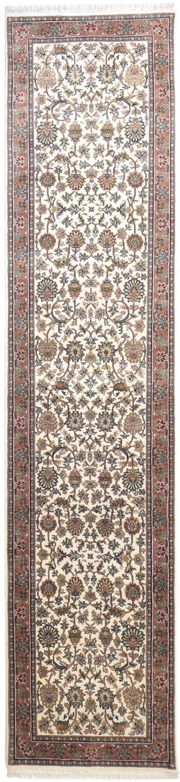 Hand Knotted Cream Wool Rug 3' X 12' Persian Kashan Oriental Small Runner   7865142313109