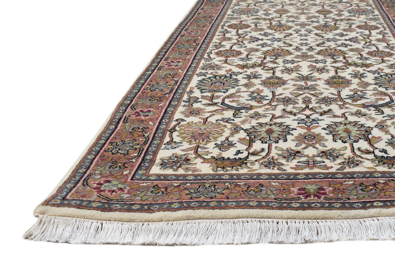 Hand Knotted Cream Wool Rug 3' X 12' Persian Kashan Oriental Small Runner   7865142313109